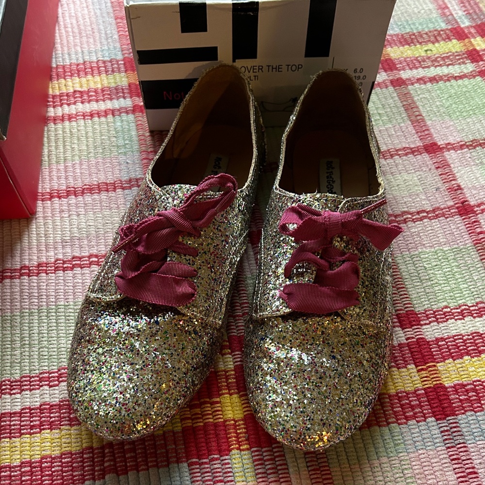 Not Rated sparkle lace shoes women size 8 multi color